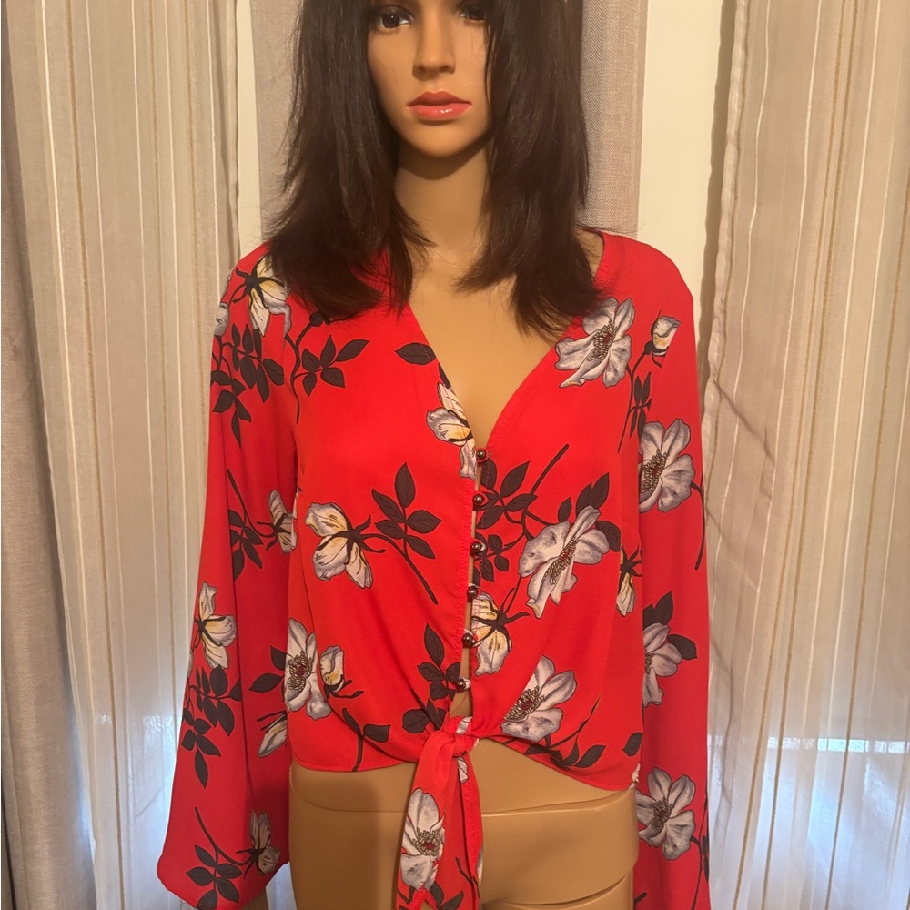 Floral Red Women's Top